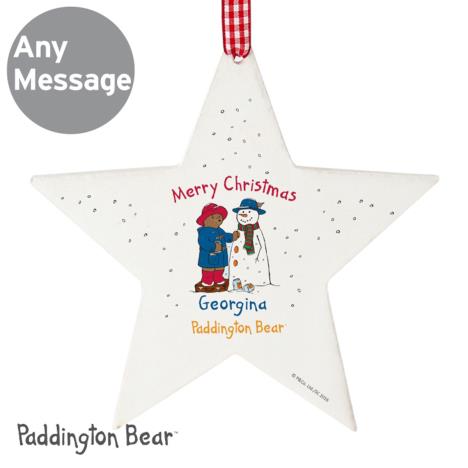 Personalised Paddington Bear Christmas Wooden Star Decoration Extra Image 1
